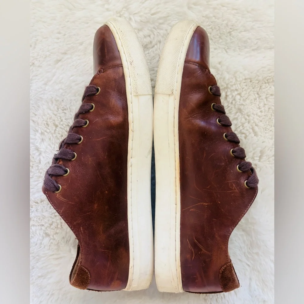 Polo Ralph Lauren Saddle Tan Brown Jermain Leather Trainer Sneaker Shoe Size 12